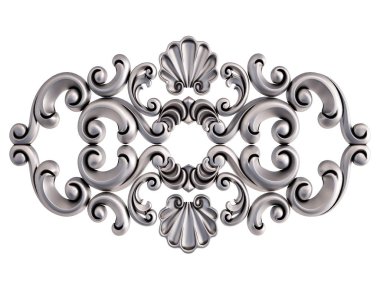 Beyaz bir arka plan üzerinde krom süsleme. İzole