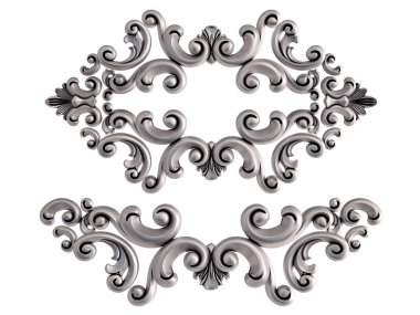 Beyaz bir arka plan üzerinde krom süsleme. İzole