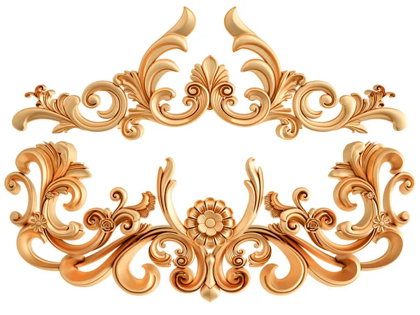 Beyaz zemin üzerine altın süs. İzole