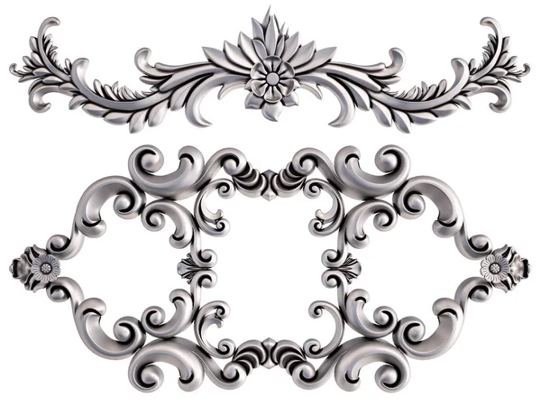 Ornamento cromato su sfondo bianco. Isolato — Foto Stock