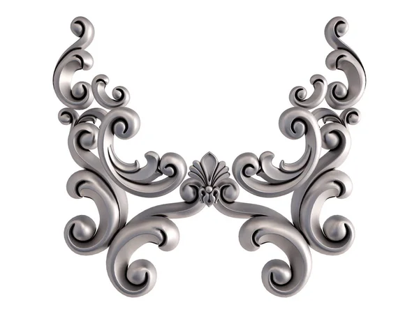 Ornamento cromato su sfondo bianco. Isolato — Foto Stock