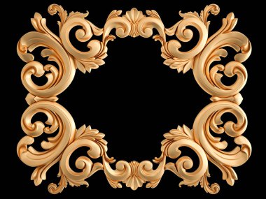 Siyah bir zemin üzerine altın süs. İzole