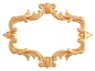 Altın Çerçeve beyaz zemin üzerinde. İzole