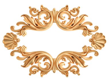 Altın Çerçeve beyaz zemin üzerinde. İzole