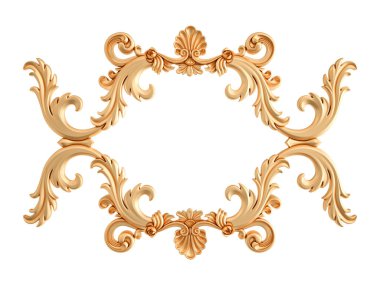 Altın Çerçeve beyaz zemin üzerinde. İzole