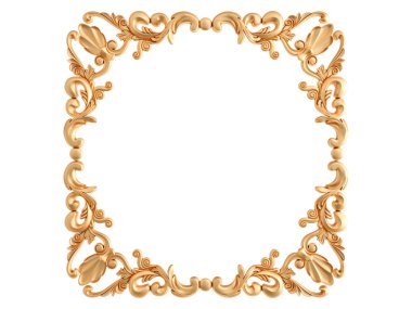 Altın Çerçeve beyaz zemin üzerinde. İzole