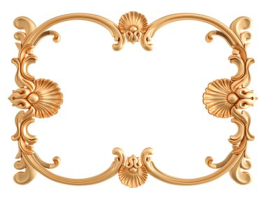 Altın Çerçeve beyaz zemin üzerinde. İzole