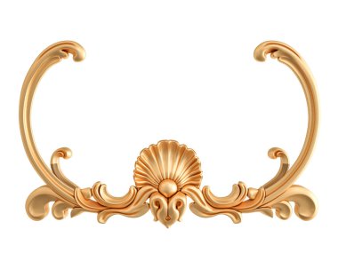 Beyaz zemin üzerine altın süs. İzole