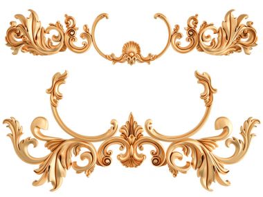 Beyaz zemin üzerine altın süs. İzole