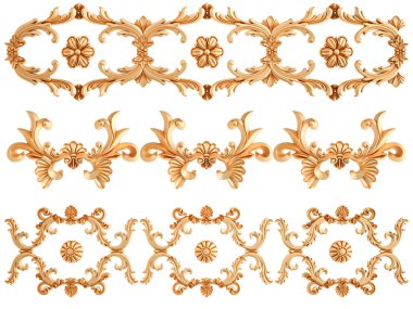 Beyaz zemin üzerine altın süs. İzole