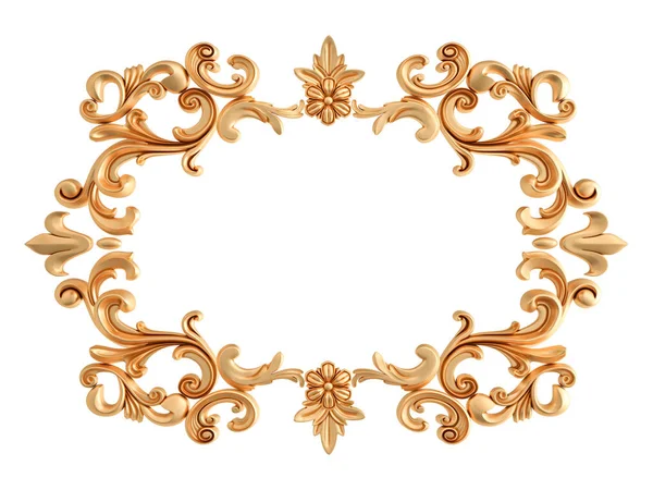 Gouden frame op een witte achtergrond. Geïsoleerd — Stockfoto