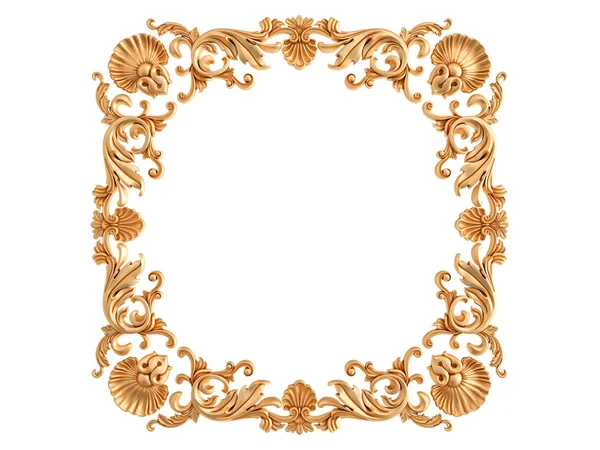 Gouden frame op een witte achtergrond. Geïsoleerd — Stockfoto