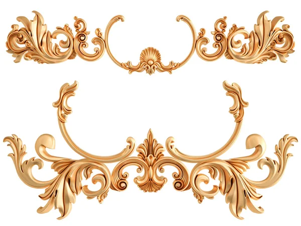 Zlatý ornament na bílém pozadí. Izolovaný — Stock fotografie