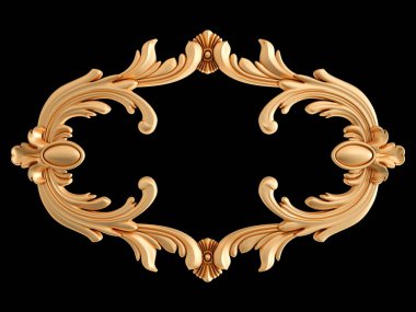 Siyah bir zemin üzerine altın süs. İzole