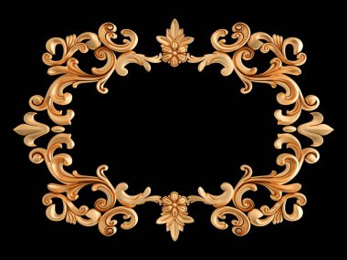 Siyah bir zemin üzerine altın çerçeve. İzole