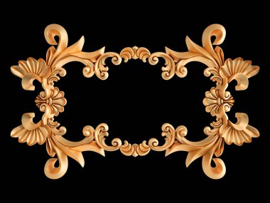 Siyah bir zemin üzerine altın çerçeve. İzole