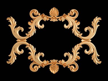 Siyah bir zemin üzerine altın çerçeve. İzole