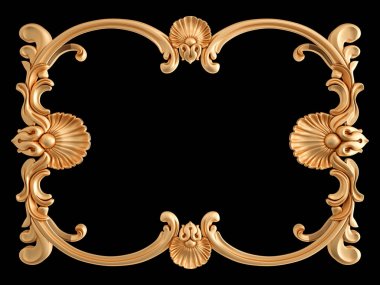 Siyah bir zemin üzerine altın çerçeve. İzole