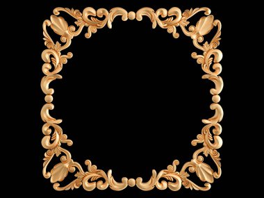 Siyah bir zemin üzerine altın çerçeve. İzole