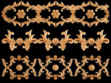 Siyah bir zemin üzerine altın süs. İzole