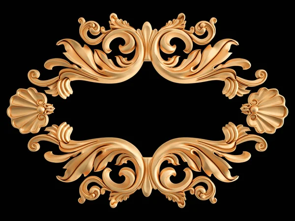 Gold frame on a black background. Isolated — Stock Photo, Image