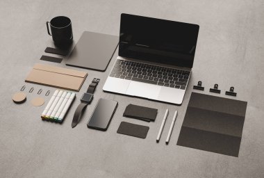 İleti örneği mockup sahne marka. 3D çizim