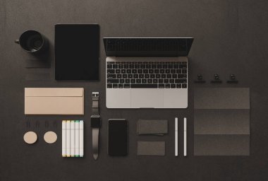 İleti örneği mockup sahne marka. 3D çizim