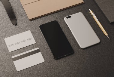 İleti örneği mockup sahne marka. 3D çizim