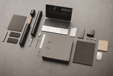 İleti örneği mockup sahne marka. 3D çizim