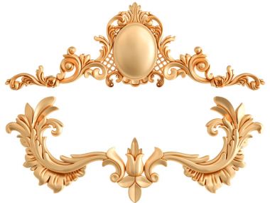 Beyaz zemin üzerine altın süs. İzole