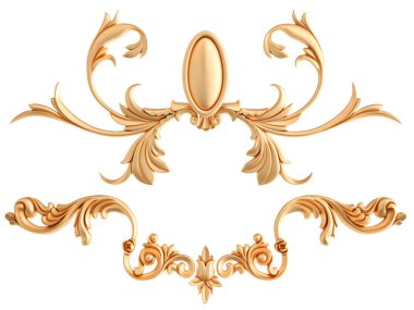 Beyaz zemin üzerine altın süs. İzole