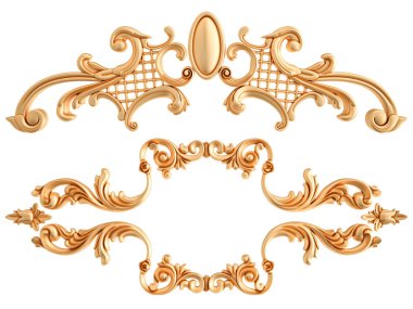 Beyaz zemin üzerine altın süs. İzole