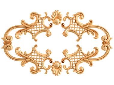 Beyaz zemin üzerine altın süs. İzole