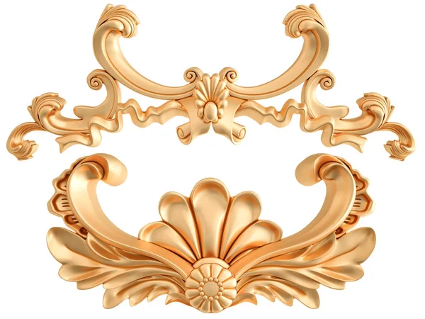 Ornamento de ouro em um fundo branco. Isolados — Fotografia de Stock