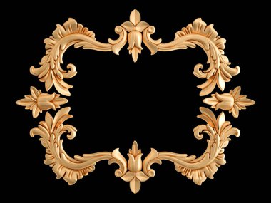 Siyah bir zemin üzerine altın çerçeve. İzole