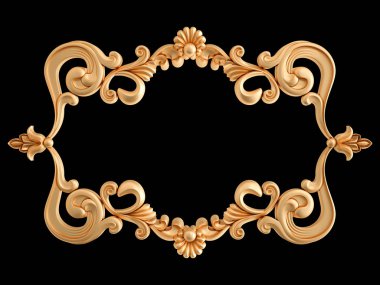 Siyah bir zemin üzerine altın çerçeve. İzole