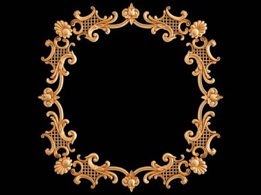 Siyah bir zemin üzerine altın çerçeve. İzole
