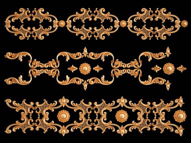 Siyah bir zemin üzerine altın süs. İzole