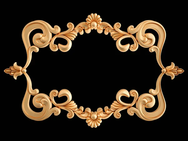 Gold frame on a black background. Isolated — Stock Photo, Image