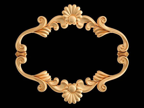 Gold frame on a black background. Isolated — Stock Photo, Image