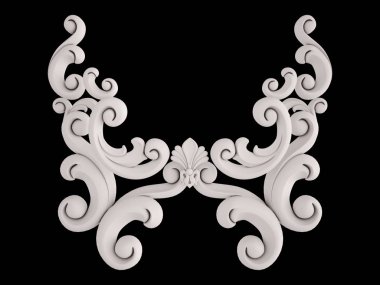 Beyaz Siyah bir zemin üzerine süs. İzole