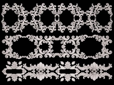 Beyaz Siyah bir zemin üzerine süs. İzole