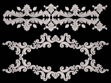 Beyaz Siyah bir zemin üzerine süs. İzole