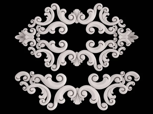 Ornamento branco em um fundo preto. Isolados — Fotografia de Stock