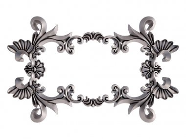 Beyaz bir arka plan üzerinde krom süsleme. İzole