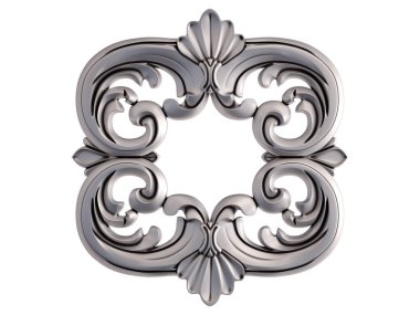 Beyaz bir arka plan üzerinde krom süsleme. İzole