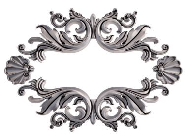 Beyaz bir arka plan üzerinde krom süsleme. İzole