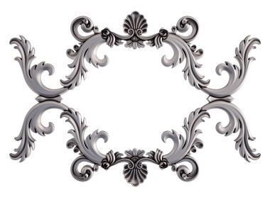 Beyaz bir arka plan üzerinde krom süsleme. İzole