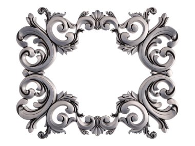 Beyaz bir arka plan üzerinde krom süsleme. İzole