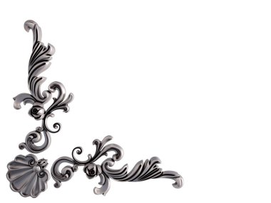 Beyaz bir arka plan üzerinde krom süsleme. İzole